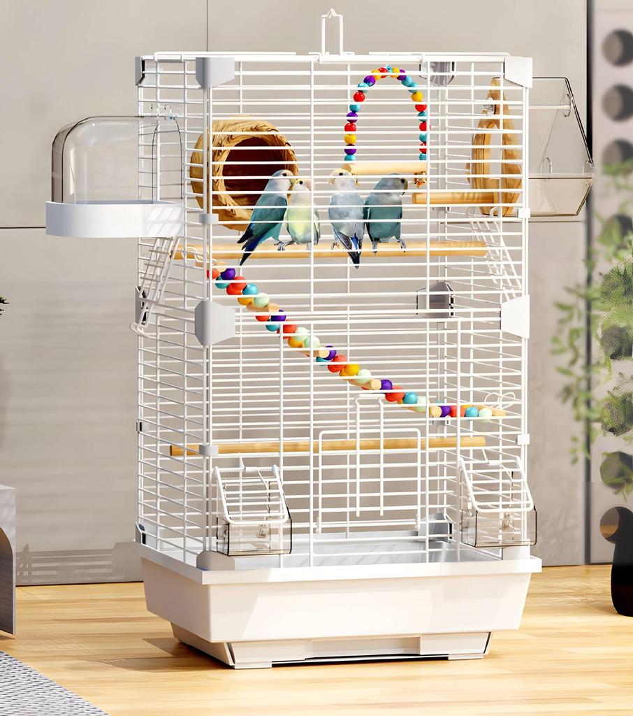 Large Anti-Splash Parrot Cage for Small Birds: Cockatiel, Budgie, Zebra Finch