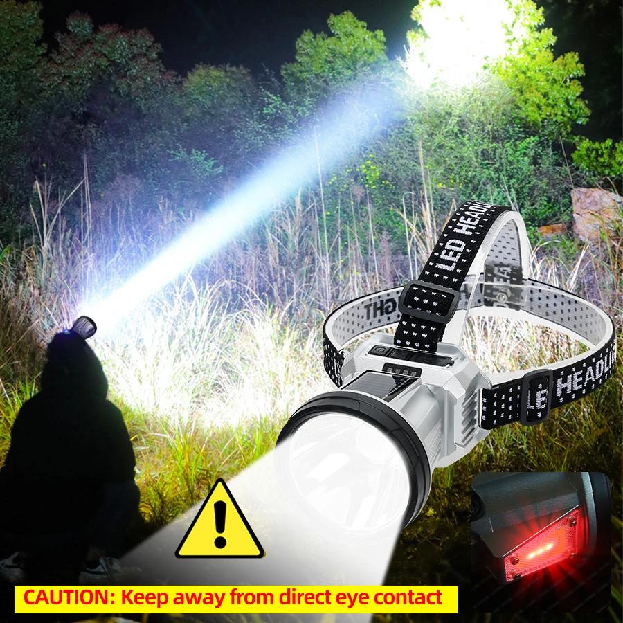 New High Power LED Flashlight Waterproof Fishing Lantern Torch USB Rechargeable Powerful Spotlight Searchlight Camping Lamp