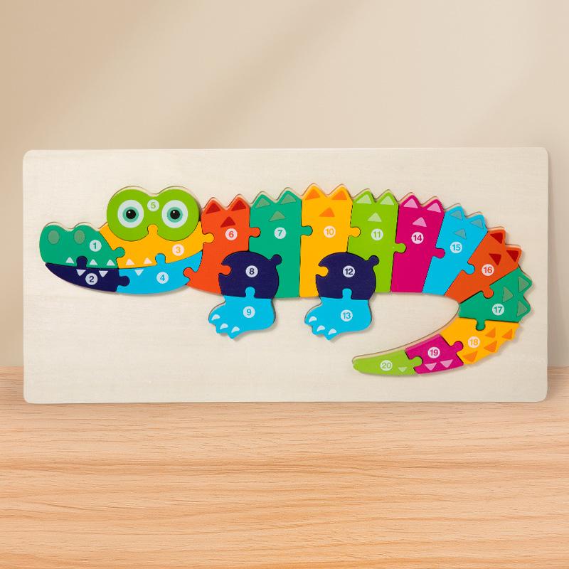Children'S Early Education Puzzle Large Buckle Three-Dimensional Dinosaur Animal Digital Cognition Puzzle Puzzle Toy