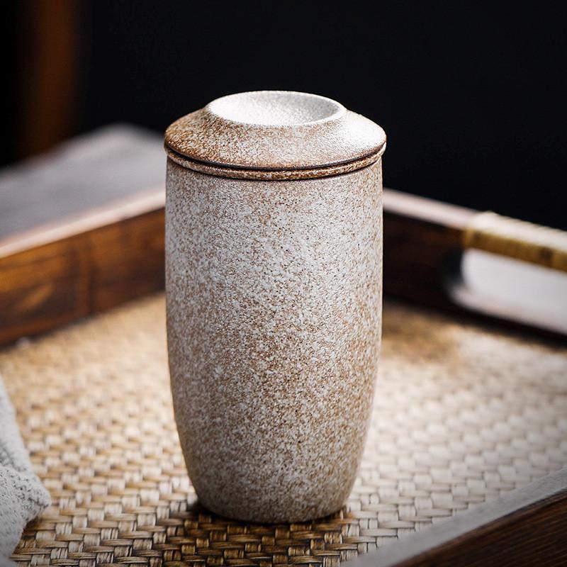 

Japanese-style Retro Ceramic Tea Cup With Lid And Porcelain Infuser For Hot Tea Or Water Coffee Gift cup 201-300ml белый