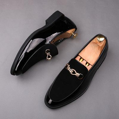 Fashion Luxury Men Suede Patchwork Metal Buckle Casual Shoes Male Lace Up Flats Brogues Homecoming Wedding Dress Prom Zapatillas Hombre