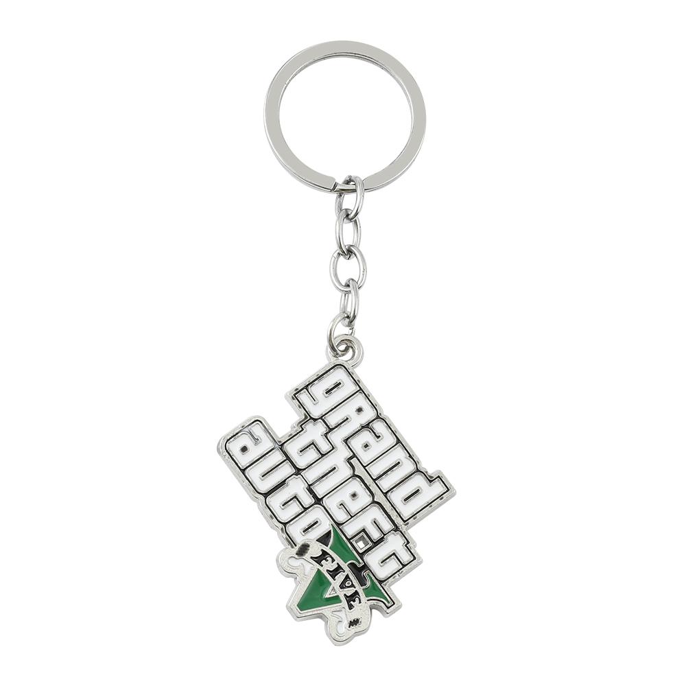 Creative Metal Leather Car Keychain GTA5 Game Themed Keyrings Auile Keychain Accessories