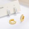 Simple Smooth Inlaid Zircon Geometry Earrings For Women Authentic 925 Sterling Silver Simple Wedding Engagement Fine Jewelry Gif