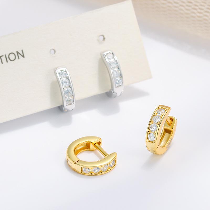 Simple Smooth Inlaid Zircon Geometry Earrings For Women Authentic 925 Sterling Silver Simple Wedding Engagement Fine Jewelry Gif
