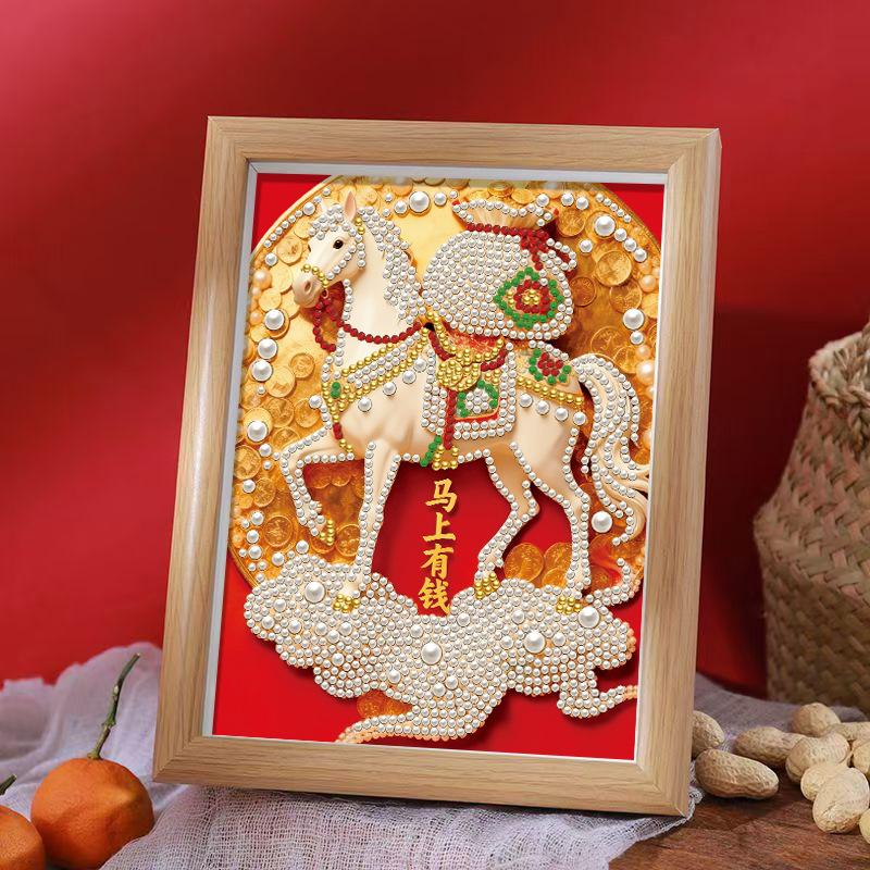 New Year Diy Diamond Painting Pearl Painting Horse Year Student Handmade Gifts Decorative Paste Painting