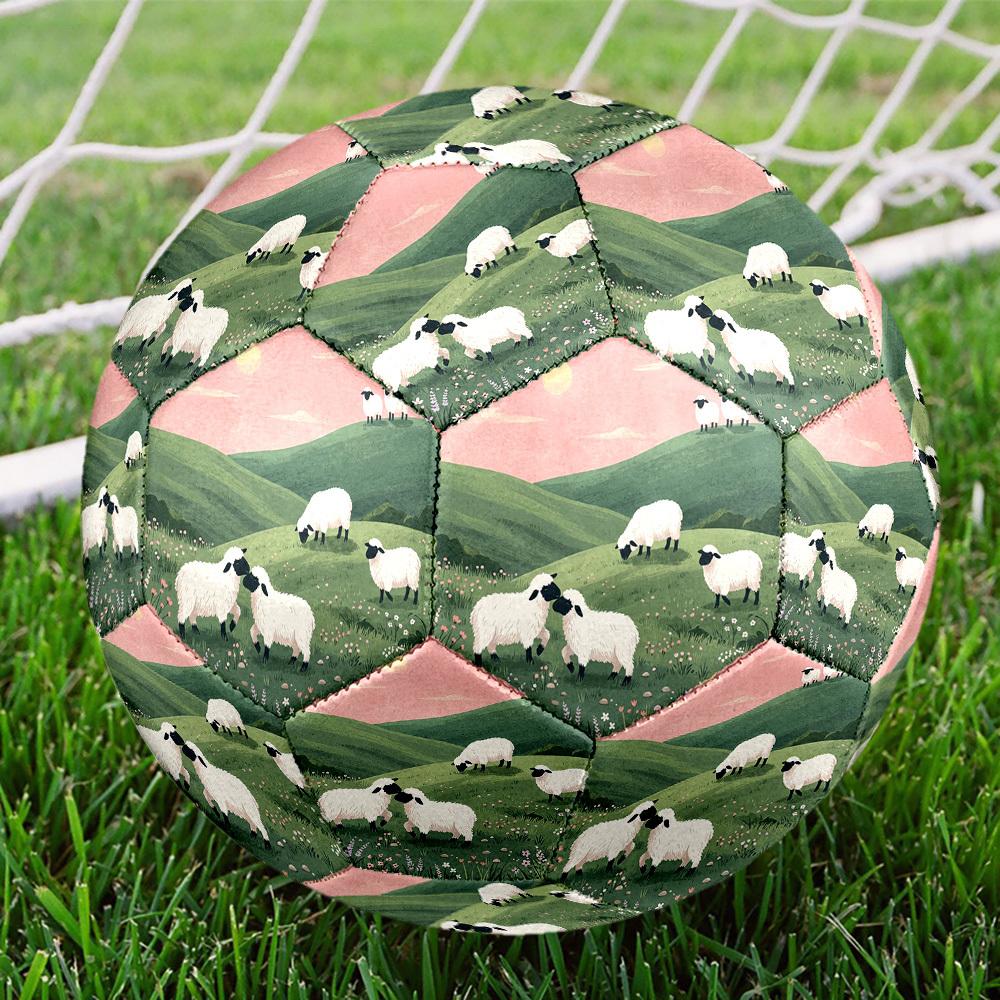 1pc Sheep Pastoral Scene Theme Soccer Ball Football, Size 5, Lightweight PVC, Outdoor Training Soccer Ball,Sports Gift t6146