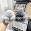 Plush Bowknot Bunny Keychain Fuzzy Faux Fur Rabbit Animal Doll Key Ring Holder DIY Handbag Pendant Backpack Decoration Kids Adults Birthday Gift
