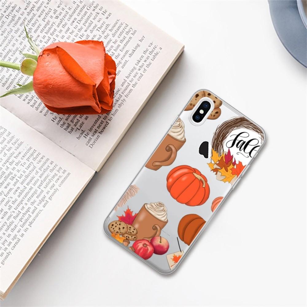 Autumn Pumpkin Leaf Phone Case For IPhone 11 12 13 14 Mini Pro Max XR X XS TPU Clear Case For 8 7 6 Plus SE 2020