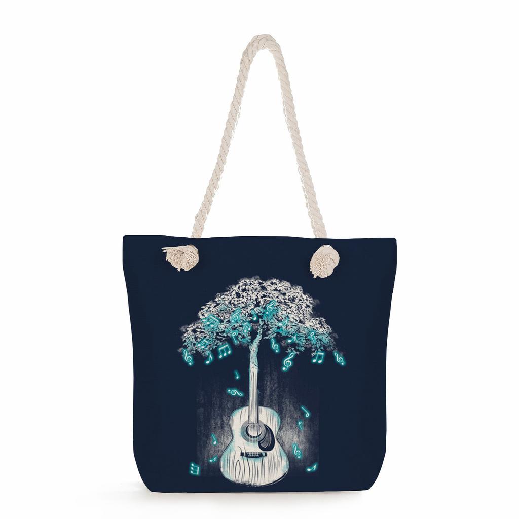 Multifunctional note Printed Thick Rope Shoulder Beach Bag Casual large capacity handbag 7611