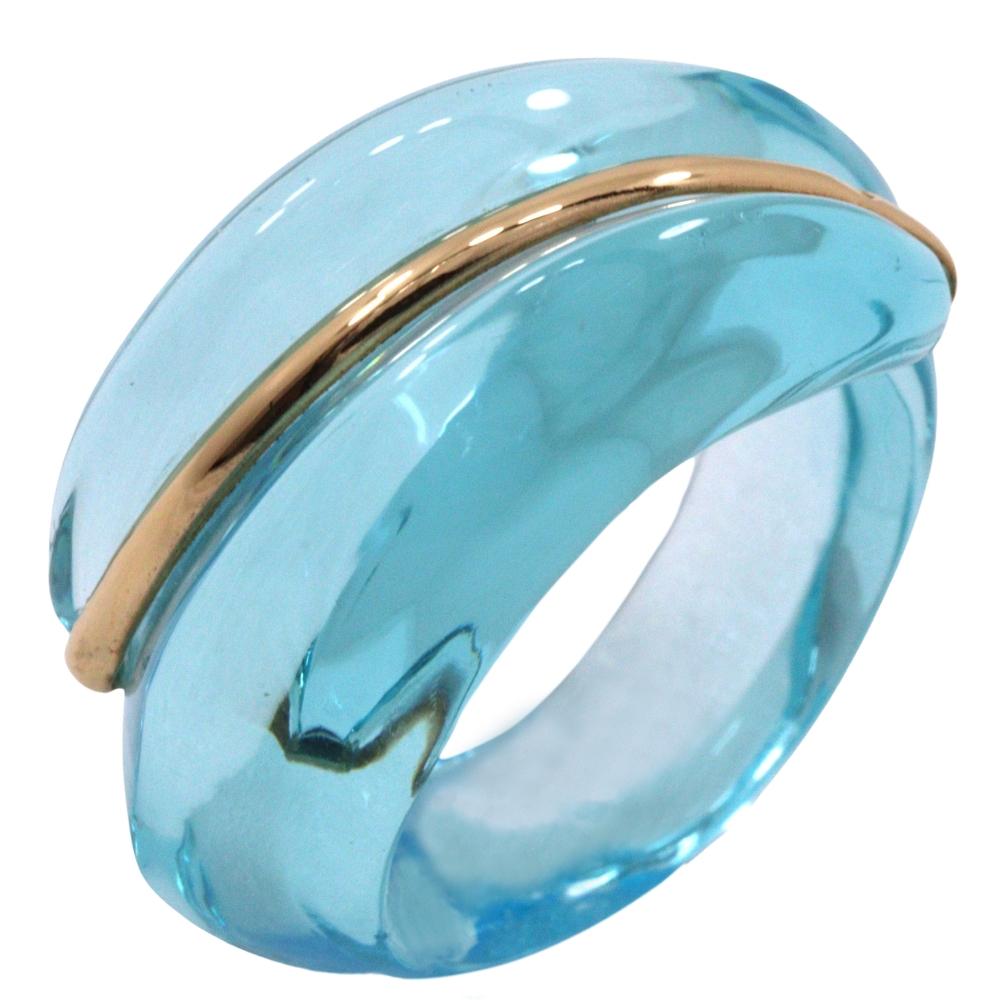 

Baccarat Koquirage Ring light blue crystal/K18 yellow gold #6.6(US Size) 8.0g Women Used