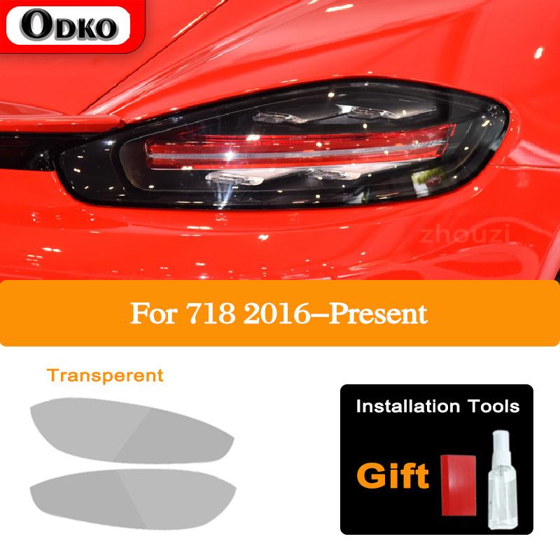 For Porsche 718 Boxster Cayman 2016-On  Car Lamp Film Headlight Tint Black Protective Film Taillight Transparent TPU Sticker