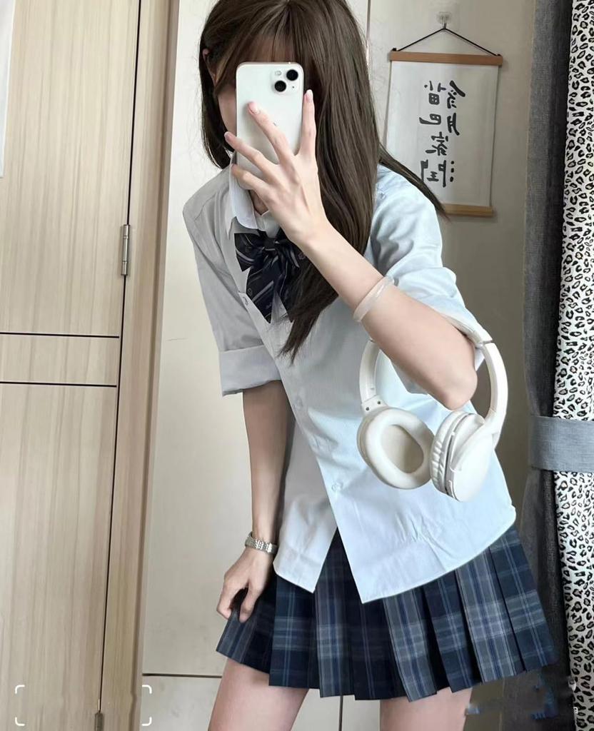 QOOLY Cosplay Uniform JK Halloween High School Girl Junior High School Student Party Long Size S 4-Piece Set, Skirt, Costume, Uniform, Uniform,