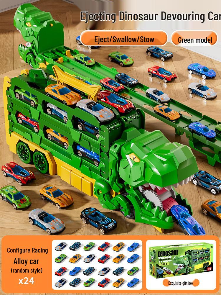 3-in-1 Transforming Dinosaur Toy Car Set for Kids Aged 3-5 with Mini Car Storage