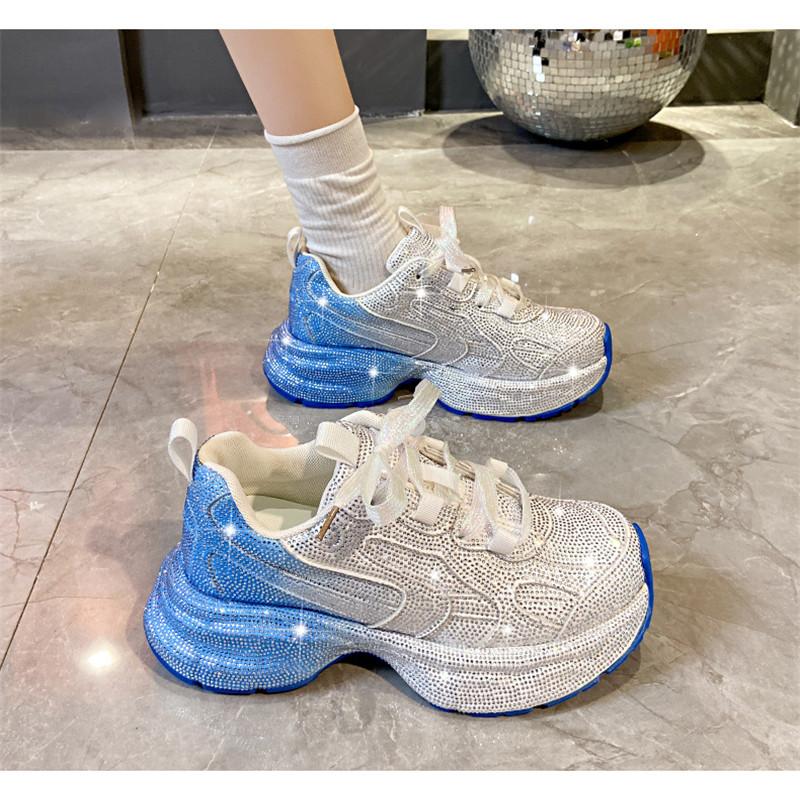 2024 Women Sneakers Rhinestones Shining Crystal Casual Shoes for Men Platform Comfort Vulcanized Shoes Luxury Women Sport Shoes