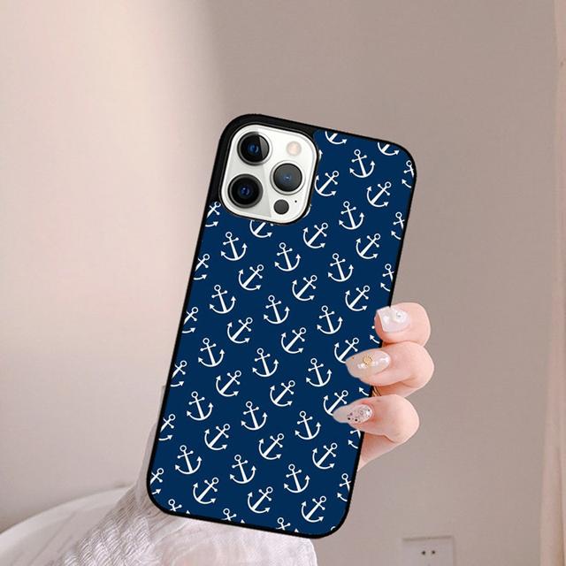 Blue Boat Anchor Printing Drawing Phone Case Back Cover for iPhone 17 Air 16 15 14 13 11 12 Pro Max Plus Coque