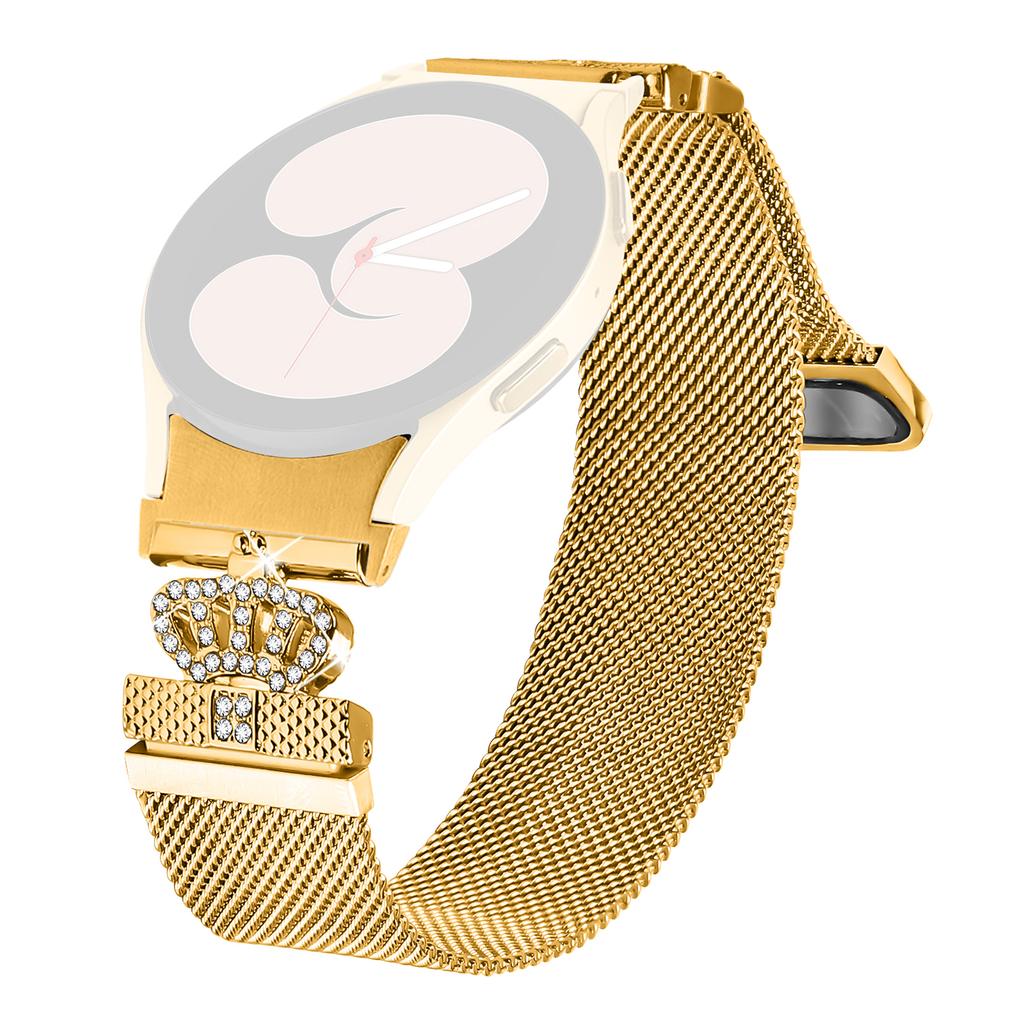 Watch Band For Samsung Galaxy Watch4/Watch 5/Watch 5 Pro ,Crown Clasp Electroplating Milanese Strap with Quick Release Connector
