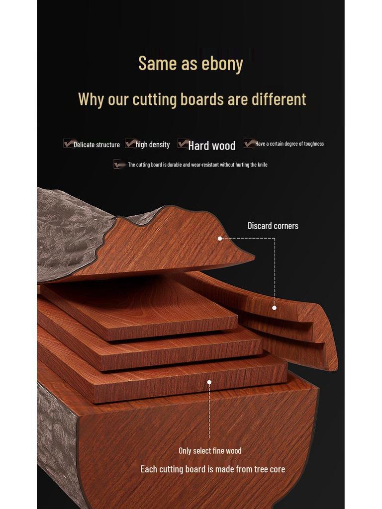 Solid Wood Ebony Cutting Board - Antibacterial & Anti-Mildew Home Use