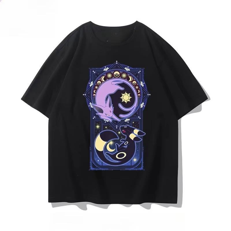 

New Pok Mon EeveeEevee Handpainted Japanese Style Unisexs and Womens Summer New Harajuku Loose Casual Short Sleeved Tshirt 4XL