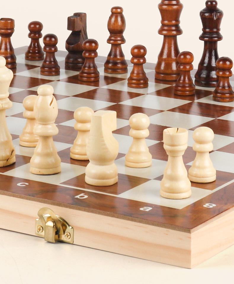 Solid Wood Foldable Double Queen Chess Set for Adults & Children