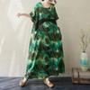 Kort ermet Pluss størrelse Bomull vintage blomstret Prikket ny i kjoler for kvinner avslappet løs lang sommerkjole