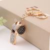 Keychain Alloy Electroplated Whistle Shape Key Chain with Dazzling Colorful Rhinestones Lobster Clasp Key Ring Backpack