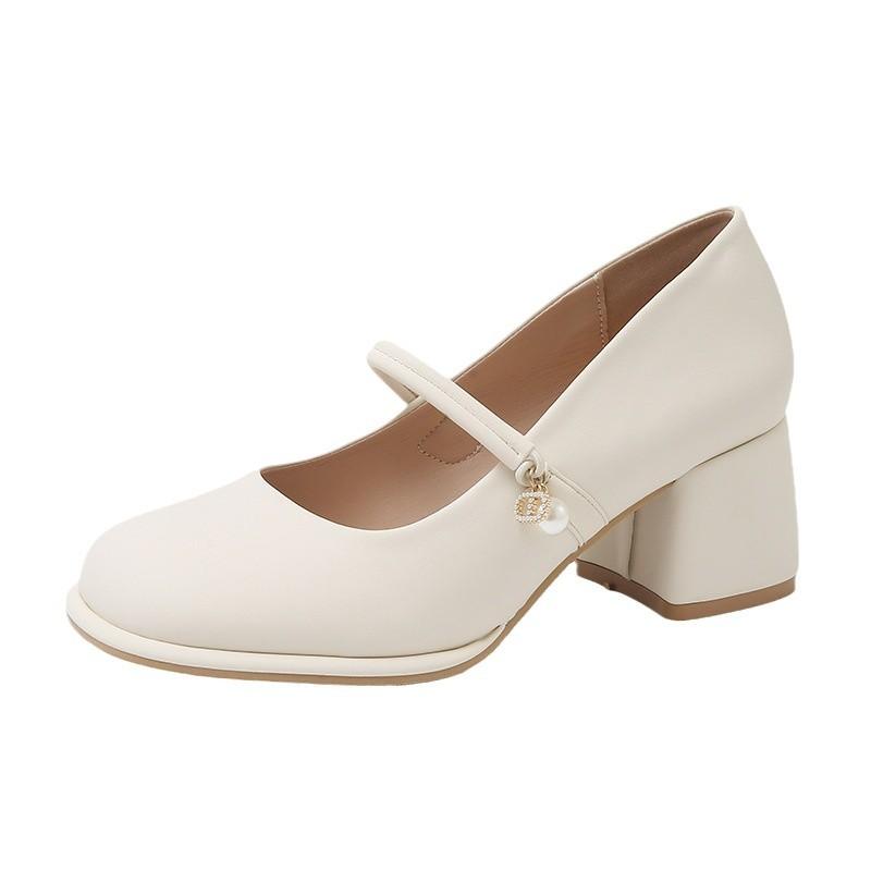 Mary Jane Damenschuhe 2025 neu dicke Absätze hohe Absätze kleine Lederschuhe Einzelne Schuhe Damenschuhe