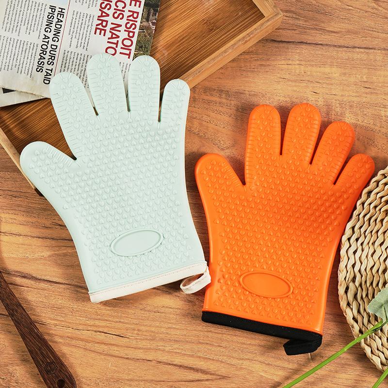 Anti-Scald Oven Gloves Thickened Silicone Insulation Non-Slip High Temperature Resistant Kitchen Oven Baking Gloves