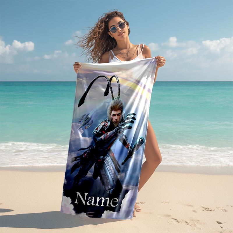 Personalized customized proof beach towel with Black Myth Wukong Game  pattern - soft, absorbent, quick-drying, perfect swimming, camping&bathing