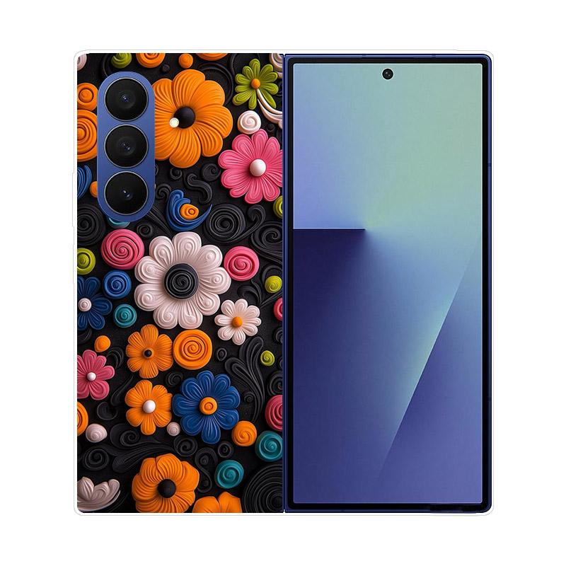 Luxury Transparent Hard PC Folding Phone Case For Samsung Galaxy Z Fold 7 6 5 4 ZFold 3 Fold7 Cases Fashion Painting Clear Cover