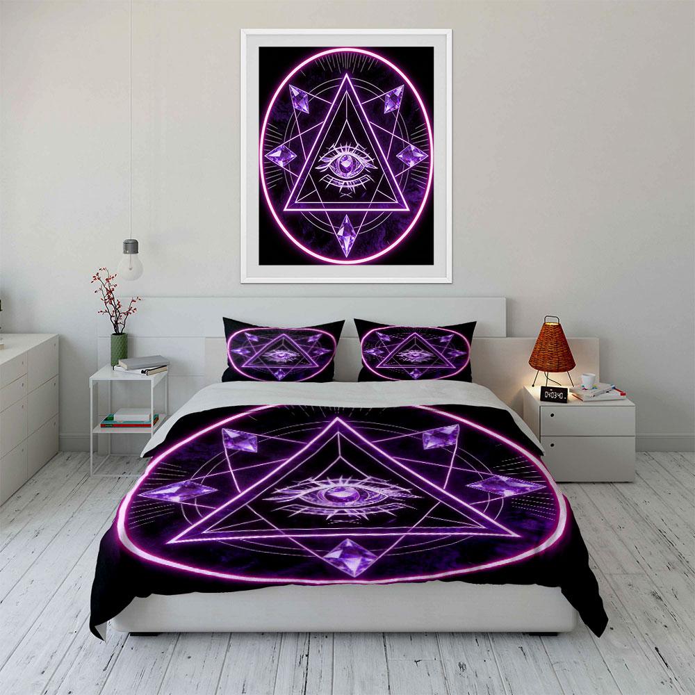 Geometric Mystic Design Set Soft Comfortable Duvet Cover Bedding Set Included 1*Duvet Cover & 2*Pillowcases, Gift