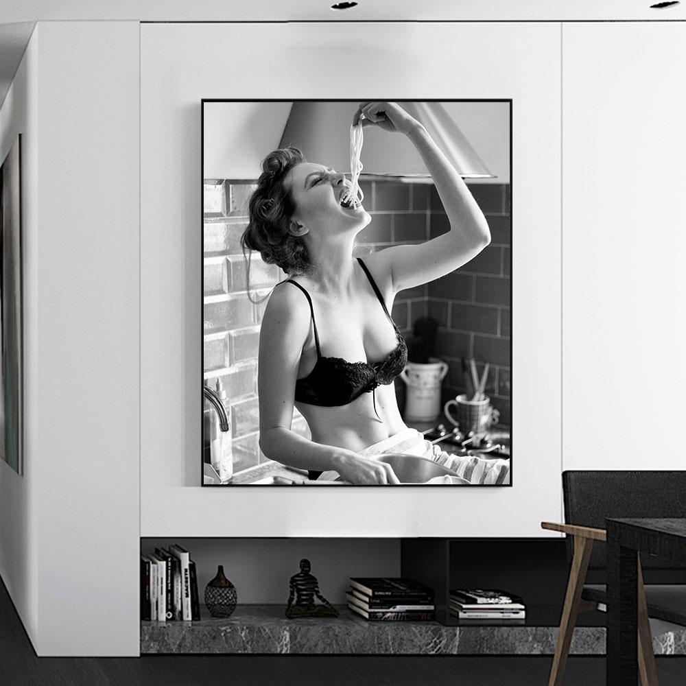 Sexy Woman Portrait Art Canvas Print Naughty Girl Poster Modern Nordic Canvas Art Beauty Wall Picture Painting Home Bar Decor