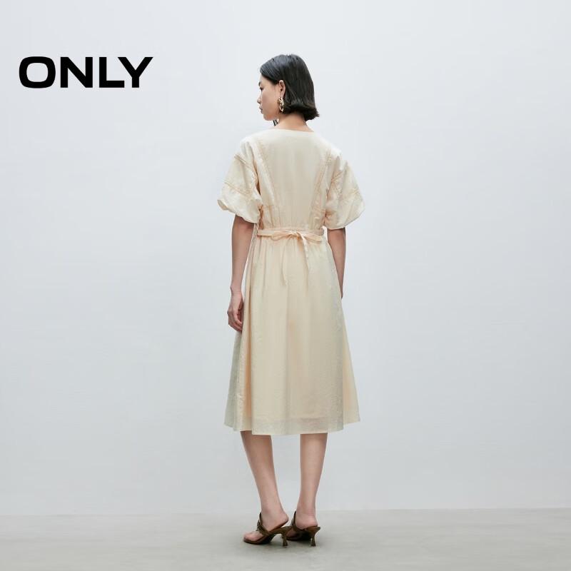 ONLY 2025 Spring Elegant V-Neck Puff Sleeve Midi Dress