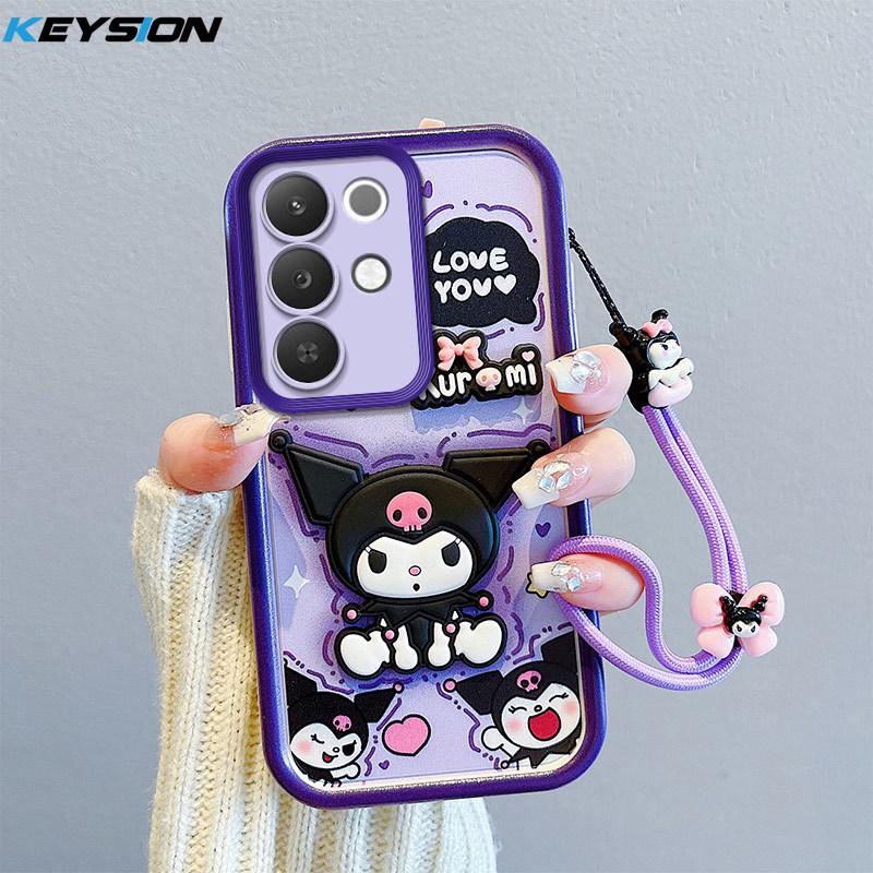KEYSION Shockproof Case for Realme C85 5G with Lanyard Soft Silicone Cute 3D Cartoon Doll Phone Back Cover for Realme C85