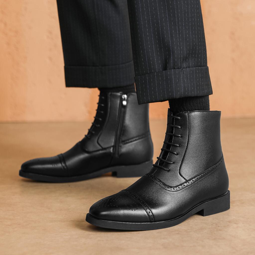 Luksusowe męskie buty Retro Oksfordy Skórzane buty dla mężczyzn Biznesowe botki Wysokiej jakości męskie buty Chelsea Buty Brogue Rozmiar 39-47