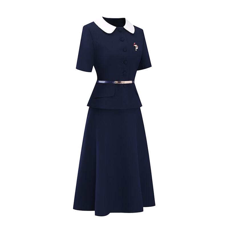 Tluoman Women's Doll Collar Business Suit Skirt Set