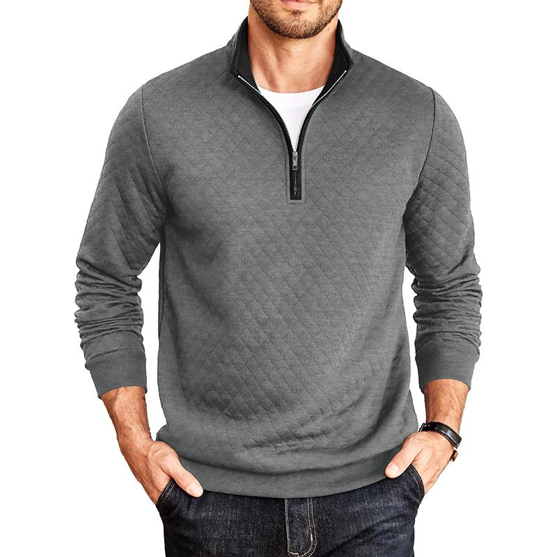 Men S Stand Collar Long Sleeve Zip Pullover Loose Sweatshirt
