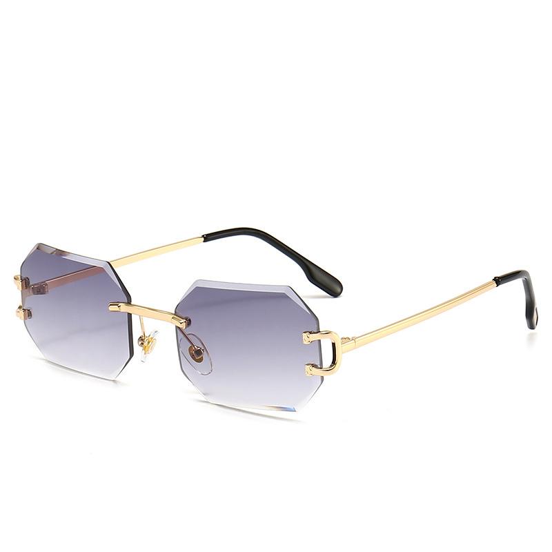 

Vintage Fashion Rimless Square Sunglasses Women Men 2024 Luxury Brand Designer ins Small Sun Glasses For Female UV400 Shades as the picture серый