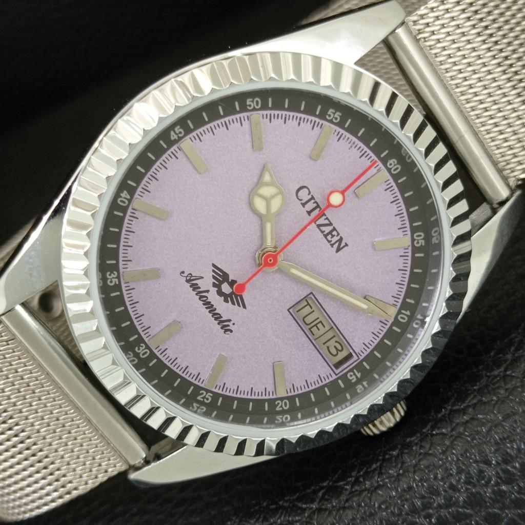 VINTAGE REFURBISHED CITIZEN AUTOMATIC JAPAN MENS PURPLE DIAL WATCH a446761-1