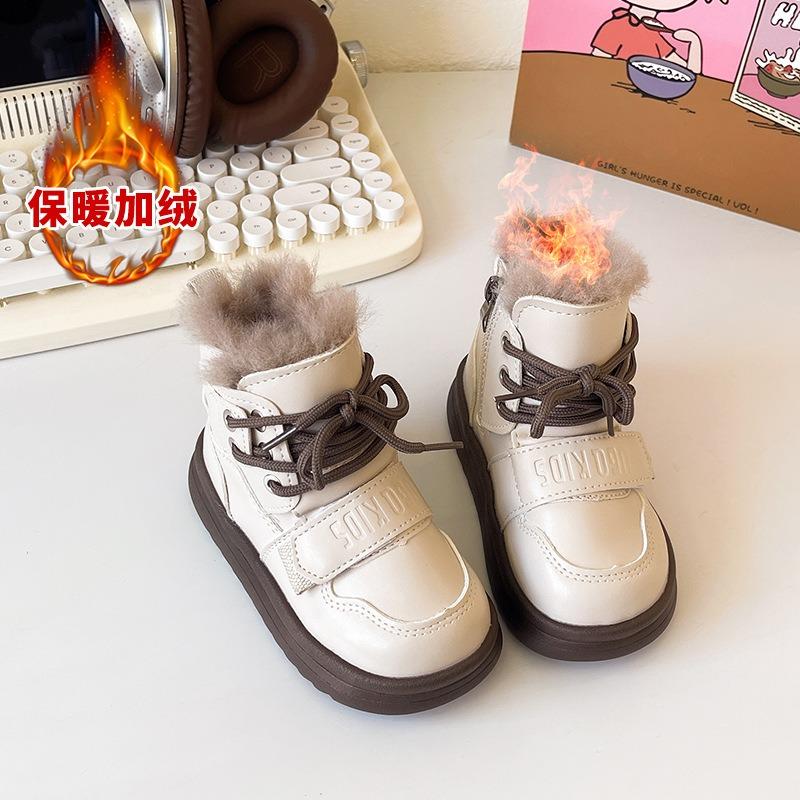 Новые детские зимние сапоги осенне-зимняя мода для мальчиков и девочек бархатные теплые — фото 5