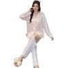 Ice Silk Pajamas Spring and Summer High-end Lace Edge Long-sleeved Court Style Loungewear Girl Sweet Style Pajamas 1181