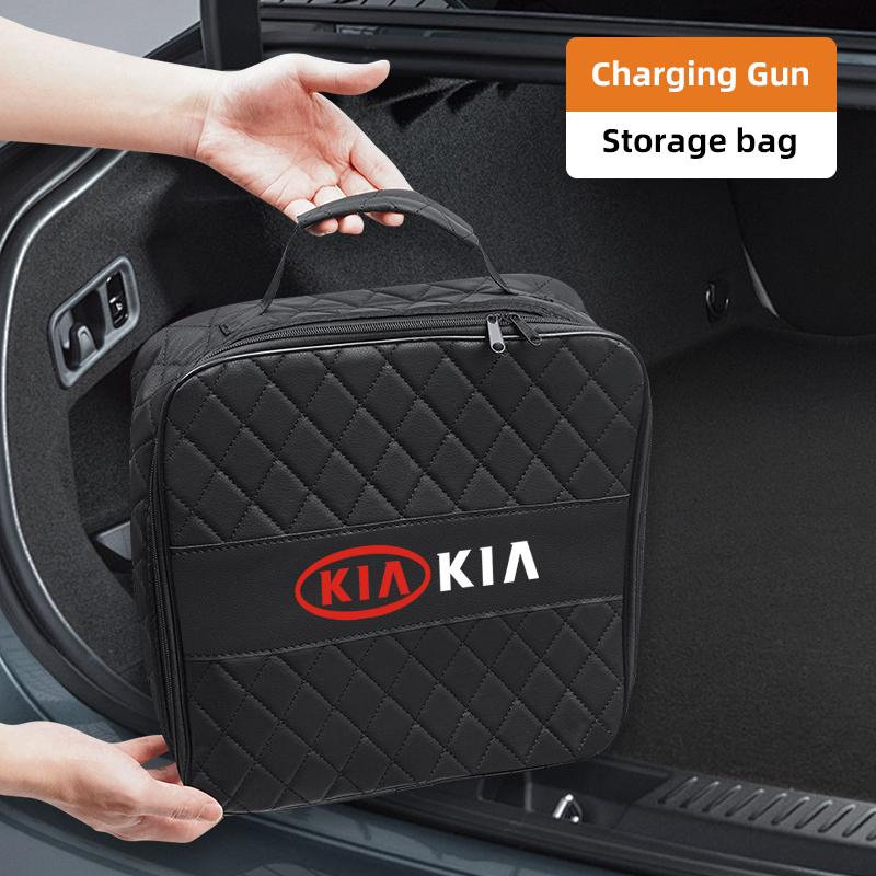 Car Leather Storage Bag High-capacity Auto Trunk Handbag For KIA Rio 4 Ev3 Ev6 Niro Stonic Sportage GT-Line Ceed Picanto Forte Zqdtx40