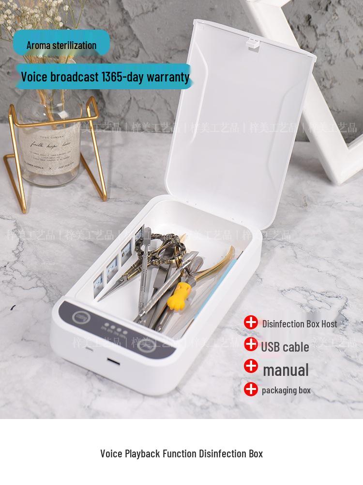 

Портативный УФ стерилизатор для маникюрных инструментов с беспроводной зарядкой для телефона и стальным пушером для легкого срезания кутикулы