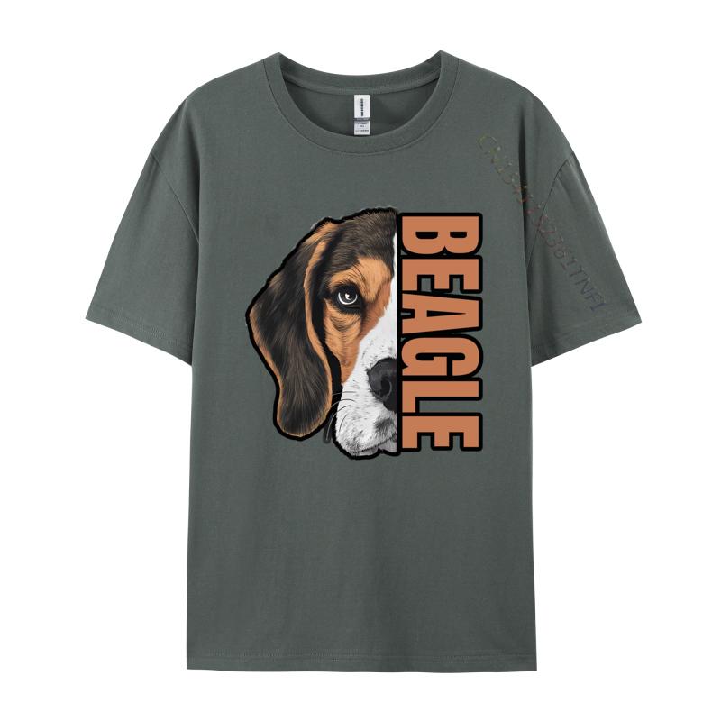 Beagle HalfFace Tshirt Gift TShirt Youthful T Shirts For Men Cotton Tops  Tees Street Cheap Pop Art