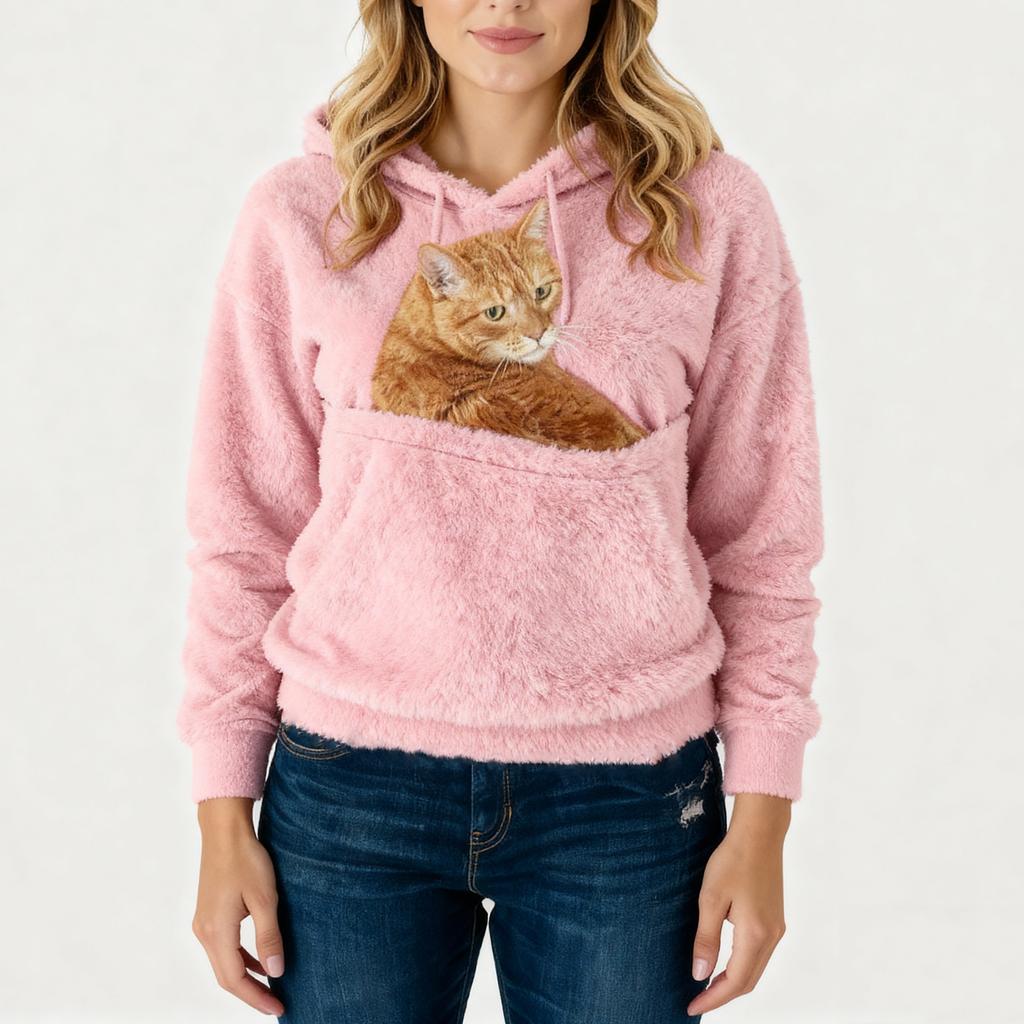 Ανδρικό Και Γυναικείο Unisex Μόδα Casual Τοπ Μονόχρωμο Μακρυμάνικο Φούτερ με Κουκούλα και Τσέπη για Κατοικίδιο