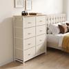 Chest of Drawers, Dresser with 8 Fabric Drawers, Tall Storage Unit with 4 Pockets and 2 Hooks Steel Frame, Beige