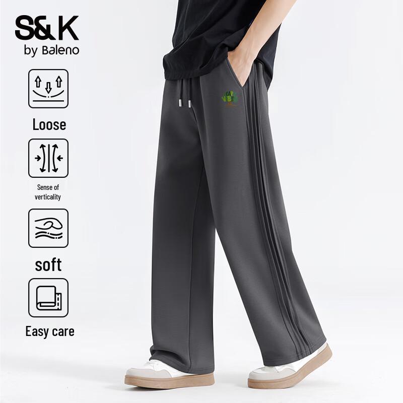 Baleno S&K Men's Letter Print Straight Leg Heavyweight Casual Pants