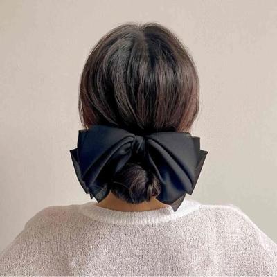 Ribbon Hair Clip, Black Ribbon Claw Clip, Silk Ribbon Pin