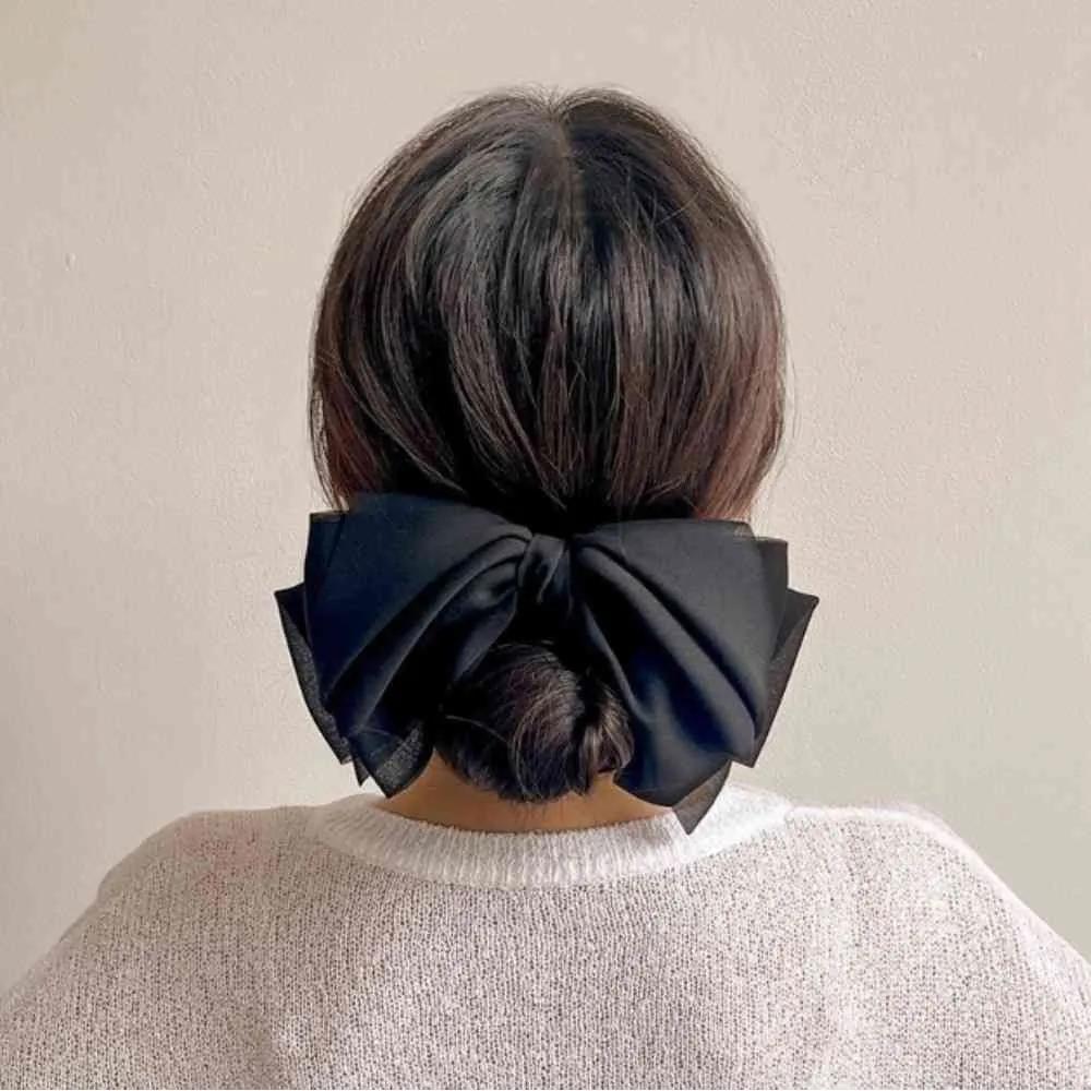 Ribbon hair clip, black ribbon claw clip, silk ribbon pin