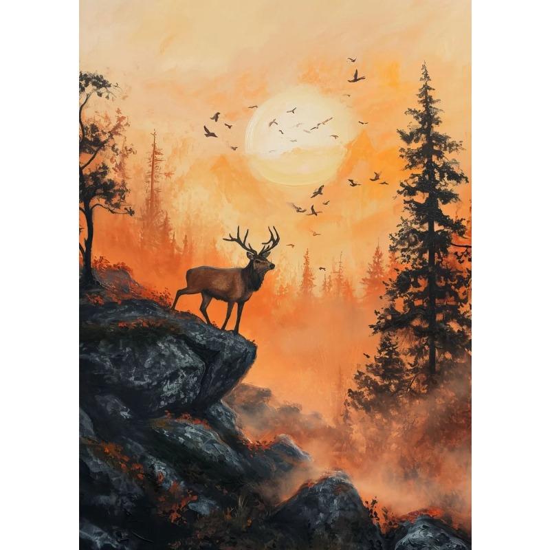Wildtiere Zwei Hirsche Elefant Schwan Wal Wandkunst Leinwand Ölgemälde Poster und Drucke Wandbilder für Wohnzimmer Heimdekoration