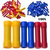 100PCS Bag Pack Fully Insulated BV Butt Splice Connectors, Long Tube Wire Joint Cold Crimp Cable Splices Terminals